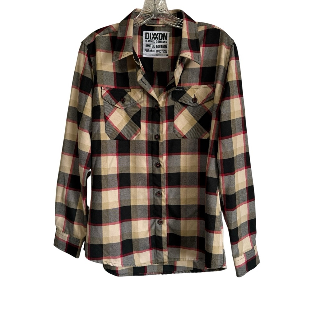 DIXXON Snap On 2023 Plaid Flannel Shirt Black Tan Red Size Large